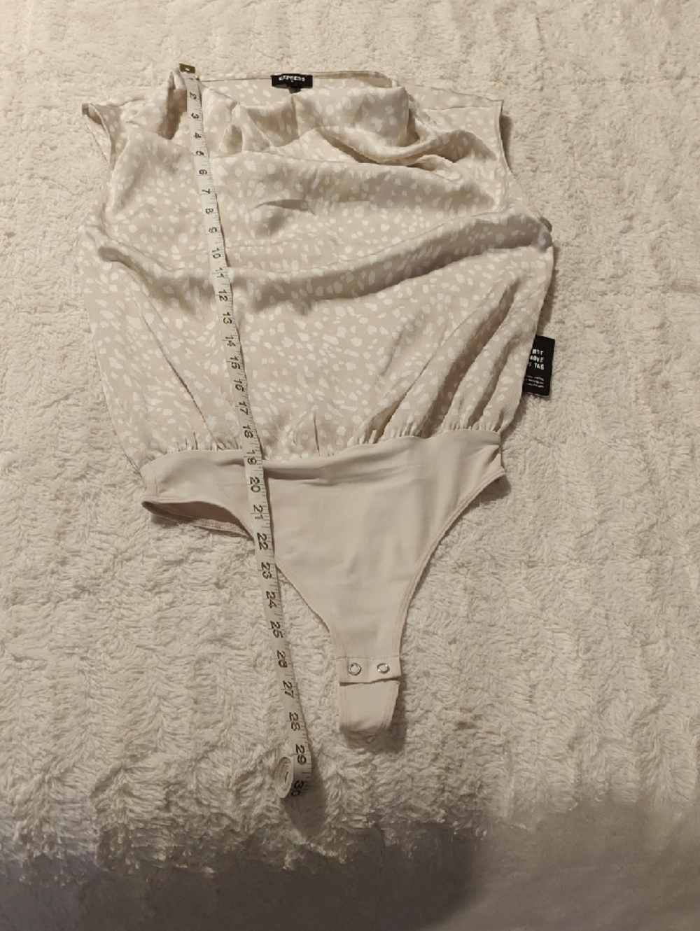 NWT Express Cream Drape-Neck Sleeveless Bodysuit - Picture 4 of 6